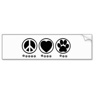 Peace Love Paw Bumper Stickers