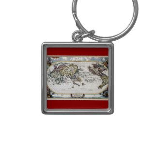 Turn of the 18th century world map keychain