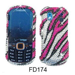 CELL PHONE CASE COVER FOR SAMSUNG INTENSITY II 2 U460 RHINESTONES WHITE ZEBRA ON PINK Cell Phones & Accessories