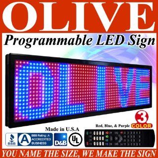 Olive LED Signs 3 Color (RBP) 15" x 53"   Storefront Message Board, Programmable Scrolling Display   Industrial Grade Business Tools  Electronic White Boards  Electronics