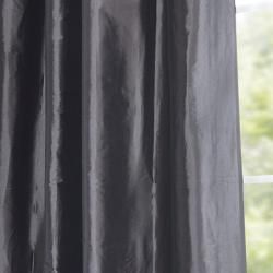 Ruched Header Graphite Faux Silk Taffeta 108 inch Curtain Panel EFF Curtains