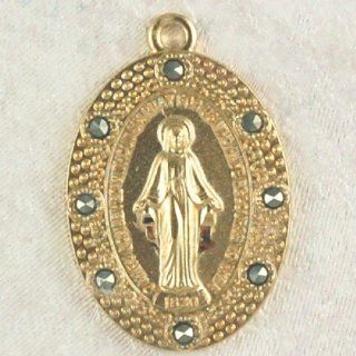 St. Saint Sterling Silver St. Saint Saint Miraculous Medal, Virgin Saint Mary, Immaculate Conception Medal Virgin Mary Pendant Necklace Medal J590 18" Chain & Box 1" X 5/8" Jewelry