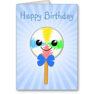 Cute Kawaii Lollipop Cartoon with Bow Tie Cards