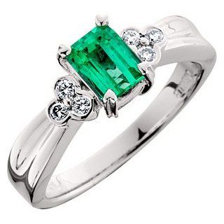 Colombian Emerald and Diamond ring in 18kt white gold Jewelry