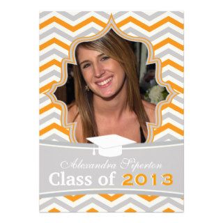 Class of 2013 chevron grey, orange graduation cap announcement