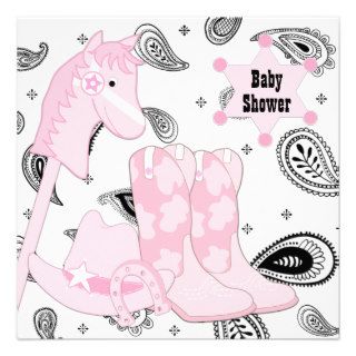 Black and Pink Cowgirl Baby Shower Invites