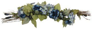27.5" Elegant Rose/Hydrangea/Eustoma Swag   Blue   Artificial Flowers