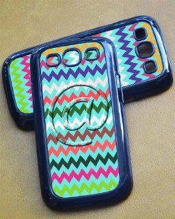 Samsung Galaxy S3 Phone Case Colorful Chevron Pattern Blue (Hard Plastic   Black) Cell Phones & Accessories