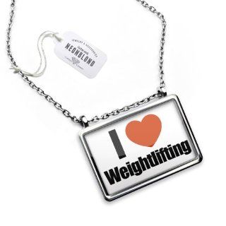 Necklace "I Love Weightlifting"   Pendant with Chain   NEONBLOND Jewelry