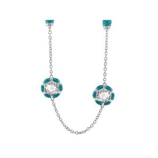 Lauren G Adams Rhodium Necklace with Round CZ & Enamel Stations Jewelry