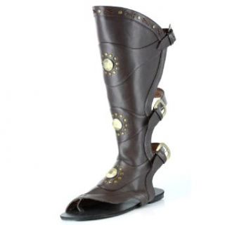 MENS SIZING Warrior Costume Boots With Bronze Detail Knee High With Open Shaft Size Small Clothing