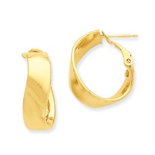 14k Twisted Oval Hoop Earrings   JewelryWeb Jewelry