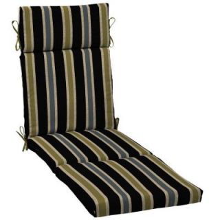 Hampton Bay Black Ribbon Stripe Outdoor Chaise Cushion DISCONTINUED JC24853B 9D1