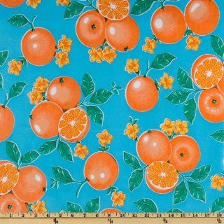 Oil Cloth Oranges Light Blue Fabric