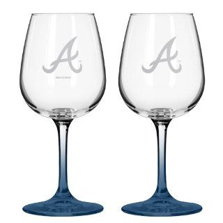 MLB Atlanta Braves Satin Etch 2 Ounce Wine Glass (Pack of 2) Sports & Outdoors