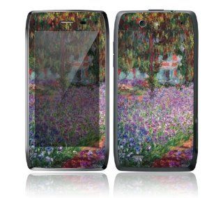 Motorola Droid 4 Decal Phone Skin Decorative Sticker w/ Matching Wallpaper   Irises in the Artist's Garden Cell Phones & Accessories