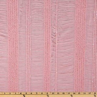 58'' Wide Smocked Chiffon Sequins Pink Fabric By The Yard