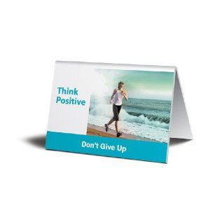 Accuform Signs PAT602 Plastic Tent Style Tabletop Sign, Legend "THINK POSITIVE. DON'T GIVE UP", 5" Width x 3 1/2" Height, Blue on White Industrial Warning Signs