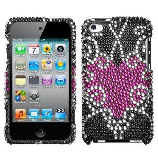 Bling Trapped Heart Diamante For Apple Ipod Touch 4g 4th Generation Hard Case Cell Phone Protector Phone Accessory 
