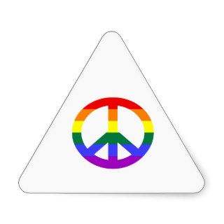 Peace Sign with Rainbow Stripes Triangle Stickers