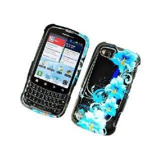 Motorola Admiral XT603 Black Blue Flowers Glossy Cover Case Cell Phones & Accessories