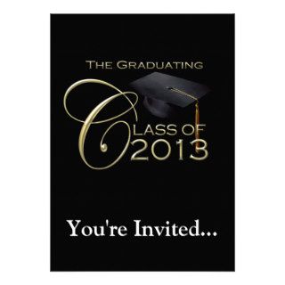 Black/Gold Class of 2013 Personalized Invitation