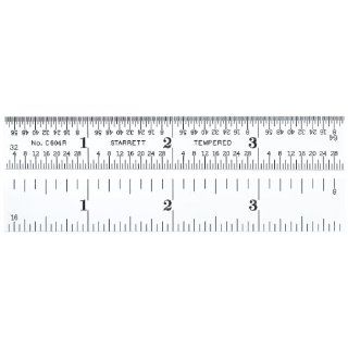 Starrett C604R 4 Spring Tempered Steel Rule With Inch Graduations, 4R Graduations, 4" Length, 5/8" Width, 3/64" Thickness Construction Rulers