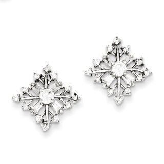 Gold and Watches Sterling Silver CZ Snowflake Post Earrings Jewelry