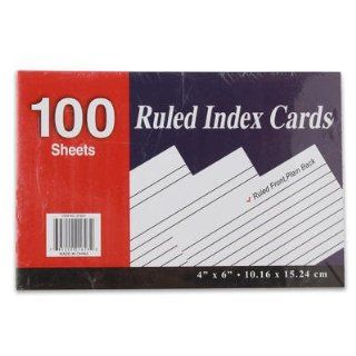 100ct Paper 4"x6" White Index Cards with Ruled Front Plain Back  Ballpoint Stick Pens 