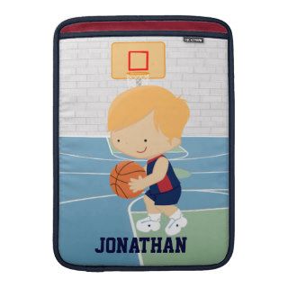 Cute Personalized Basketball Player blonde navy MacBook Air Sleeve