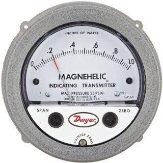 Dwyer Magnehelic Series 605 Differential Pressure Indicating Transmitter, 0 1.0"WC Range Mechanical Component Equipment Cases