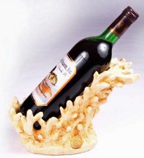 Off Yellow Coral and Seashell Kitchen Accessory Decor Wine Bottle Holder  Other Products  