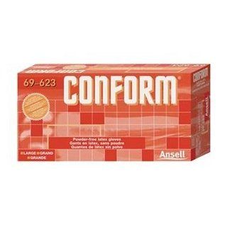 Ansell Conform 69 623 Latex Glove, Powder Free, Disposable, Rolled Beaded Cuff, 9" Length, 3 mils Thick, Small (Pack of 10) Industrial Disposable Gloves