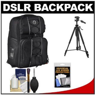 M ROCK Double Access 6030 Arches Laptop & DSLR Camera Sling Backpack Case (Black) with Case + Tripod + Accessory Kit for Canon EOS 7D, 6D, 5D, Mark II III, 60D, Rebel T3, T3i, T4i, Nikon D3100, D3200, D5100, D7000, D800, Sony Alpha A37, A55, A57, A65, 