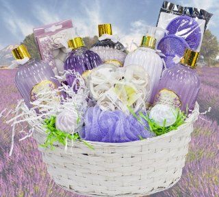 Womens Spa Experience Lavender Gift Basket  Great for Mothers Day Grocery & Gourmet Food