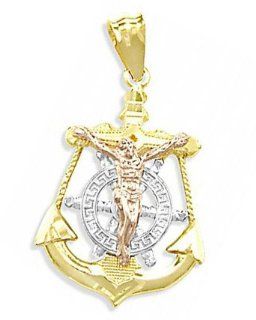 Jesus Anchor Pendant 14k Rose Yellow Gold Charm Jewel Tie Jewelry
