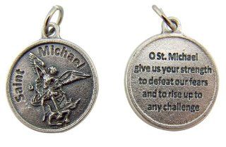 Catholic Keepsake Gift 3/4" Dia Archangel Saint St Michael with Prayer Proection Medal Pendant Charm Jewelry
