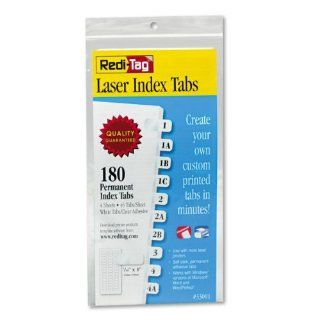 Redi Tag Laser Printable Index Tabs, Permanent Adhesive, 7/16 x 1 Inches, 180 Tabs per Pack, White (33001) 