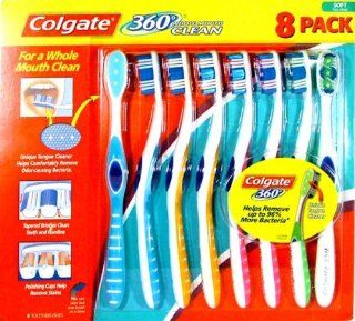 Colgate 360 Whole Mouth Clean Toothbrush (8 Pack) Health & Personal Care
