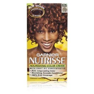 Garnier Nutrisse Nourishing Color Creme with Fruit Oil Concentrate 635 Chocolate Almond Light Golden Mahogany Brown   Chemical Hair Dyes
