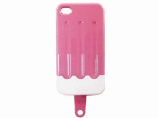 Pink 3D Ice Cream Lolly Stick Cartoon Hard Stand Case Cover for iPhone 4 4G 4S Cell Phones & Accessories