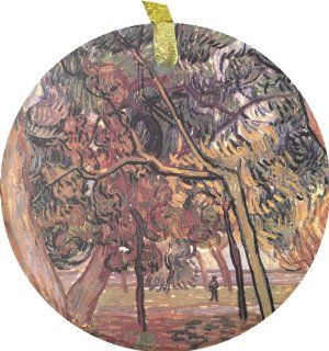 Rikki KnightTM Vincent Van Gogh Art Study of Pine TreesBevelled Glass Ornament   Decorative Hanging Ornaments