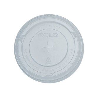 Solo 639TRN 0090 PETE Plastic Flat Cold Cup Lid, 4 19/64" Diameter x 51/128" Height, Clear (Case of 500)