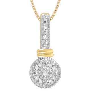 10KT Yellow Gold 0.05ctw Diamond Fashion Pendant with 18" inch chain Pendant Necklaces Jewelry