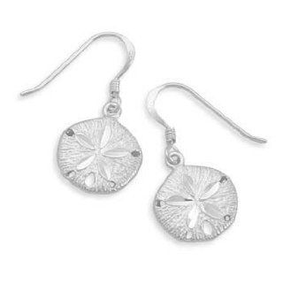 Sterling Silver Diamond Cut Sand Dollar French Wire Earrings Vishal Jewelry Jewelry
