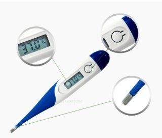 Waterproof Automatic Flexible Mercury Free Digital Thermometer Monitor Equipment, For Oral, Underarm or Rectal Use   Keep You Informed About Your Health All The Time With Easy Medical Test At Home (Blue) Health & Personal Care
