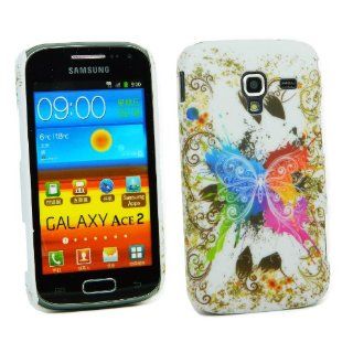 Samsung Galaxy Ace 2 i8160 ( NOT FOR ACE 2x) Snap On Protection Case/Cover/Skin Coloured Butterfly + LCD Screen Protector By Kit Me Out USA Cell Phones & Accessories