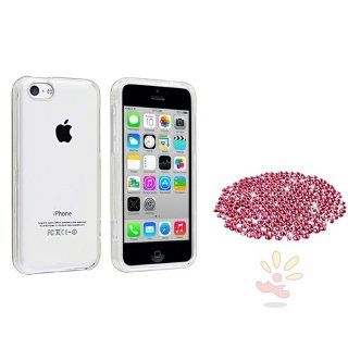 Everydaysource DIY Set Compatible with Apple® iPhone® 5C   Clear Clip on Slim Case + 3mm Flat back Bling Round Rhinestones (400pcs Rose Pink) Cell Phones & Accessories