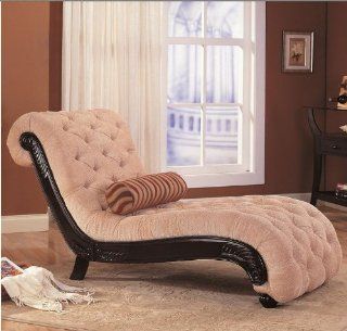 Coaster Furniture 550064N Traditional Chaise with Button Tufting and Carved Wood Trim 550064N   Chaise Lounges