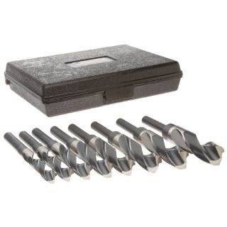 Precision Twist C8R56 High Speed Steel Reduced Shank Drill Bit Set with Metal Case, Black Oxide Finish, 118 Degree Conventional Point, Inch, 8 piece, 9/16" to 1" x 16ths